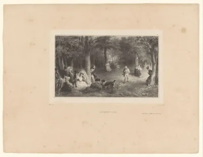 Figuren doen een groepsspel in een bos
