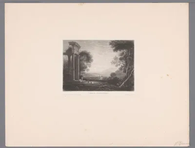 Figuren in een geïdealiseerd landschap met een ruïne