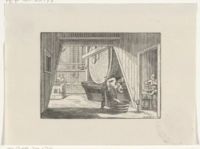 Figuren in een molen aan het werk