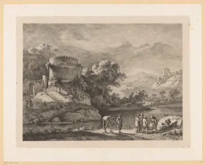 Figuren in een rivierlandschap voor de tombe van Caecilia Metella