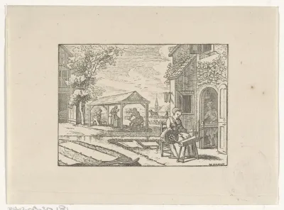 Figuren in een textielwerkplaats aan het werk