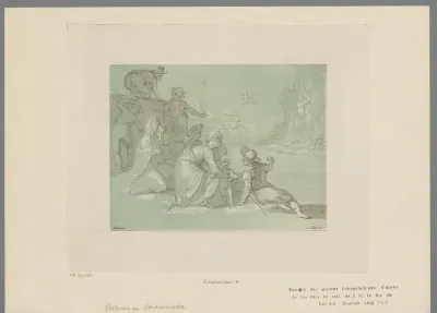 Figuren kijken naar Perseus die Andromeda redt