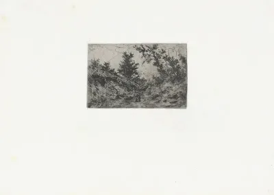 Figuren op een pad tussen twee duinen