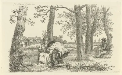 Figuren tussen bomen