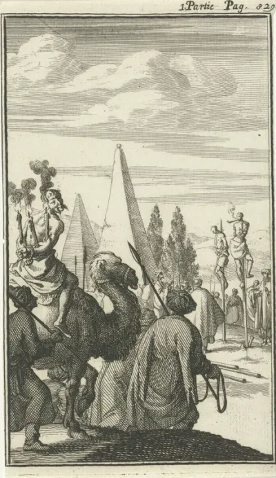 Figuren voor straf aan een paal gespietst in Egypte