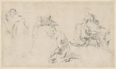 Figures Deciphering an Inscription, with Two Women Seated [Study for Oeuvres de Bossuet, IV]