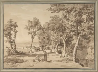 Figures in a Grove above  the Bay of Naples