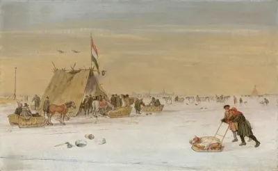 Figures in a winter landscape