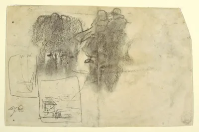 Figures in Lee of Building with Ocean Beyond, Cullercoats, England
