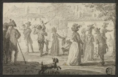 Figures Looking at Outdoor Spectacle