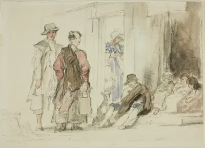 Figures near Doorway