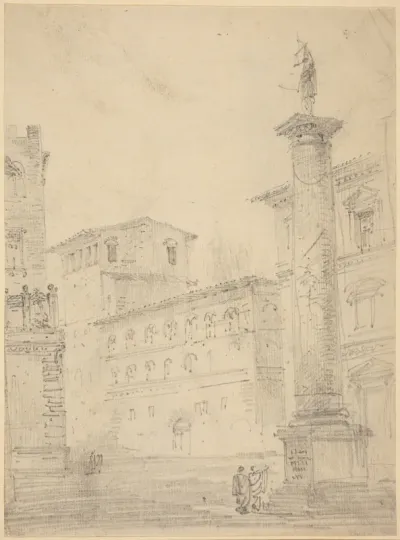 Figures on a Roman Piazza