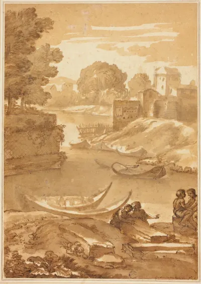 Figures Seated by a River