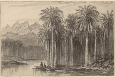 Figures Setting Out in Canoes from a Palm Grove (Wady Feiran)