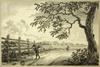Figures with Baskets on Road