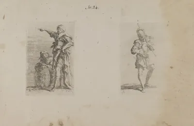 (Figurine Series) Two Men, One Pointing Left, Other Kneeling