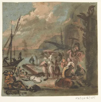 Figurscene ved kyst