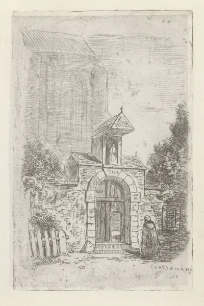 Figuur bij een kerkpoort