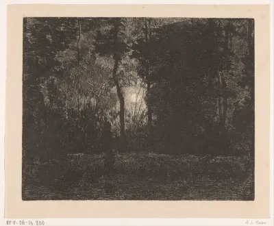Figuur in een bos bij nacht