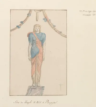 Figuur in reliëf op tempel van Isis te Pompei