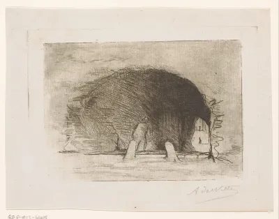 Figuur loopt door een tunnel