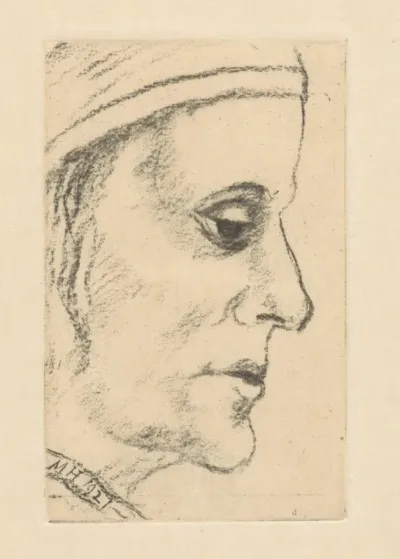 Figuur met half gesloten oog en profil