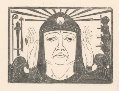 Figuur met regalia en steekwapens