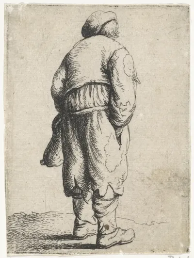 Figuur op de rug gezien met handen in de zakken