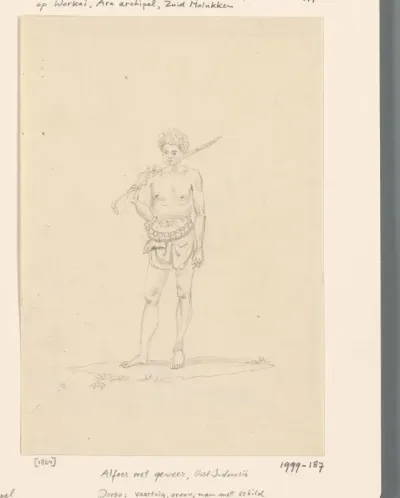 Figuurstudie van Alfoer met geweer, Zuidoost-Molukken
