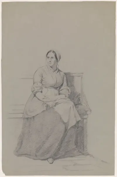 Figuurstudie van een zittende vrouw