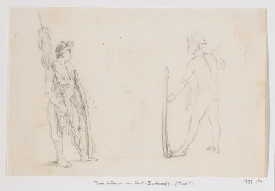 Figuurstudie van twee krijgers, Zuidoost-Molukken