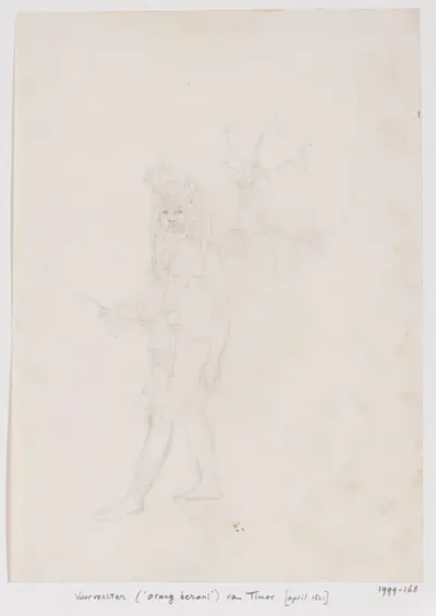 Figuurstudie van voorvechter (orang berani) van Timor