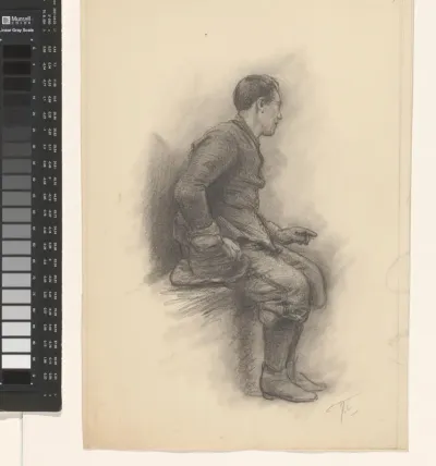Figuurstudie van zittende man