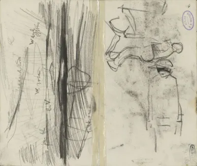 Figuurstudies en een vlak landschap
