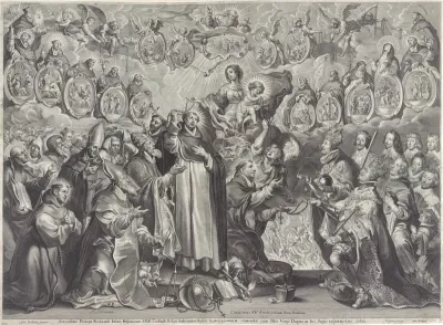 Filips IV en Ferdinand van Oostenrijk ontvangen rozenkransen van de H. Thomas
