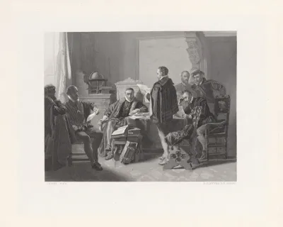 Filips van Marnix, heer van Sint-Aldegonde, leest zijn Wilhelmuslied voor aan Willem I (prins van Oranje)