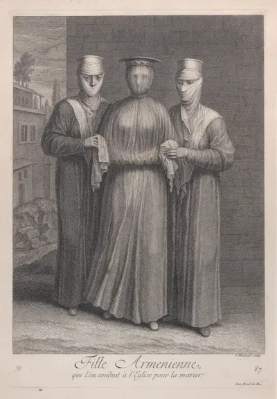Fille Armenienne, que l'on conduit à l'Eglise pour la marier, plate 87 from "Recueil de cent estampes représentent differentes nations du Levant"
