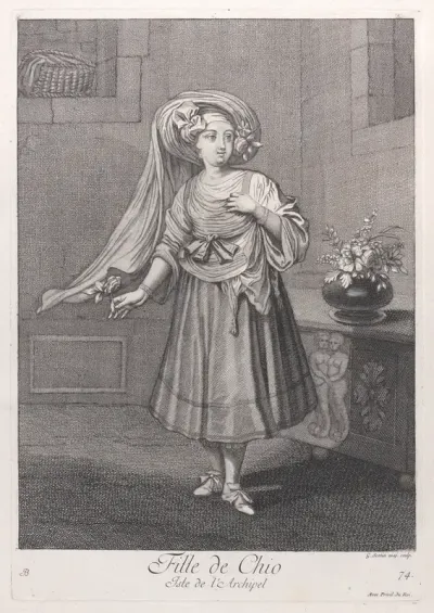 Fille de Chio, Isle de l'Archipel, plate 74 from "Recueil de cent estampes représentent differentes nations du Levant"