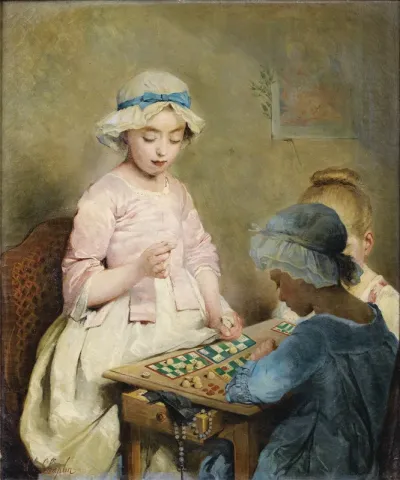 Fillettes jouant au loto