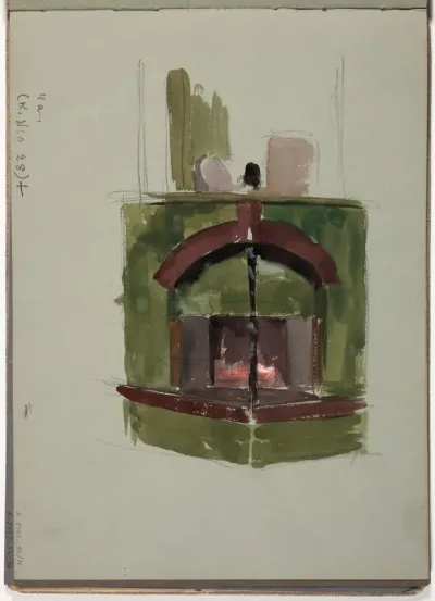 Fireplace at Suviranta, page from Järnefelt's sketchbook