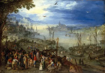 Fish Market on the Banks of a River