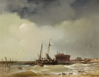 Fisher Boats Landing on a Beach