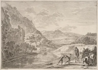 Fishermen by the river Tiber, from the series Views of Rome and its Surroundings