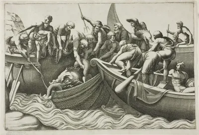 Fishermen Catching a Sea Monster