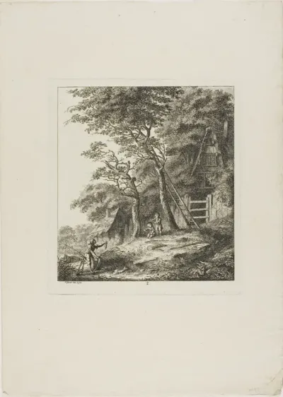 Fishermen with Children, plate two from Paysages Dédiés à M. Warelet
