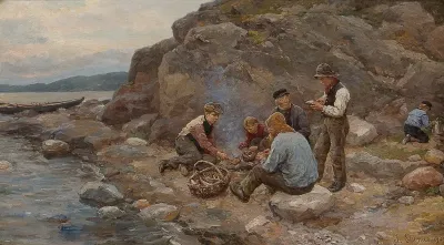 Fishers by a beach