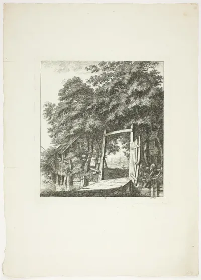 Fishing from a Window, plate three from Paysages Dédiés à M. Warelet