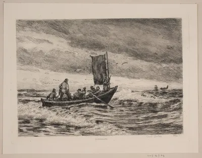 Fiskerbåd i brændingen