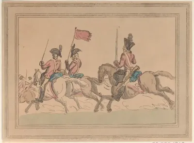 Five Cavalrymen Riding with a Standard