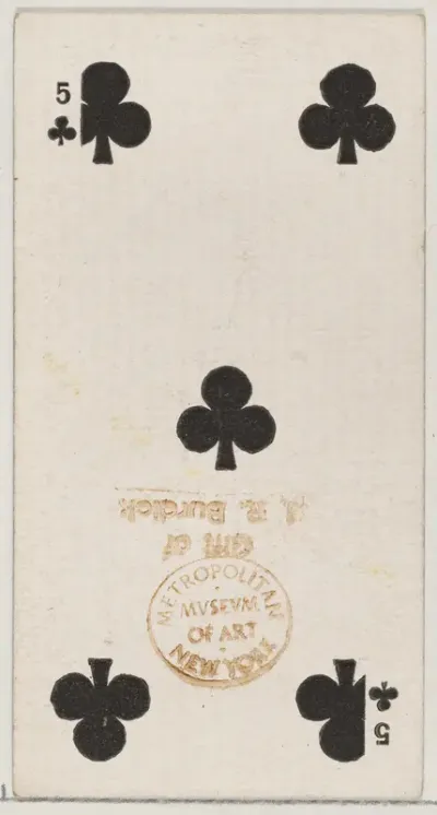 Five Clubs (black), from the Playing Cards series (N84) for Duke brand cigarettes